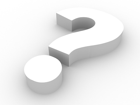 3-dimensional question mark resting on a white background